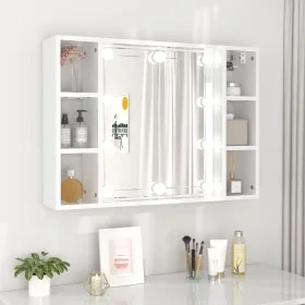 Mueble con espejo y LED blanco brillante 76x15x55 cm de vidaXL, Tocadores de baño - Ref: Foro24-808861, Precio: 64,24 €, Desc...