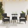 Set comedor jardín 3 pzas cojines ratán sintético vidrio negro en Conjuntos de jardín | Comprar online en Foru.es