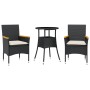 Set comedor jardín 3 pzas cojines ratán sintético vidrio negro en Conjuntos de jardín | Comprar online en Foru.es