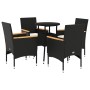 Set comedor jardín 5 pzas cojines ratán sintético vidrio negro en Conjuntos de jardín | Comprar online en Foru.es