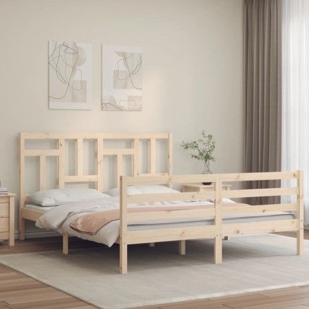 Estructura de cama con cabecero madera maciza 160x200 cm de vidaXL, Camas y somieres - Ref: Foro24-3194971, Precio: 140,48 €,...