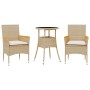 Set comedor jardín 3 pzas cojines ratán sintético vidrio beige en Conjuntos de jardín | Comprar online en Foru.es