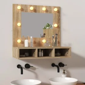 Mueble con espejo y luces LED roble Sonoma 60x31,5x62 cm de vidaXL, Tocadores de baño - Ref: Foro24-808885, Precio: 50,55 €, ...