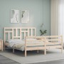 Estructura de cama con cabecero madera maciza 160x200 cm de vidaXL, Camas y somieres - Ref: Foro24-3194971, Precio: 140,48 €,...