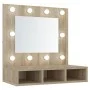 Furniture with mirror and LED lights Sonoma oak 60x31.5x62 cm by vidaXL, bathroom vanities - Ref: Foro24-808885, Price: 50,55...