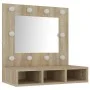 Furniture with mirror and LED lights Sonoma oak 60x31.5x62 cm by vidaXL, bathroom vanities - Ref: Foro24-808885, Price: 50,55...