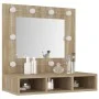 Furniture with mirror and LED lights Sonoma oak 60x31.5x62 cm by vidaXL, bathroom vanities - Ref: Foro24-808885, Price: 50,55...