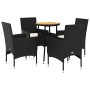 Set de comedor jardín 5 pzas con cojines ratán PE acacia negro en Conjuntos de jardín | Comprar online en Foru.es