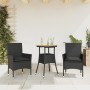 Set de comedor jardín 3 pzas con cojines ratán PE acacia negro en Conjuntos de jardín | Comprar online en Foru.es