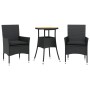 Set de comedor jardín 3 pzas con cojines ratán PE acacia negro en Conjuntos de jardín | Comprar online en Foru.es