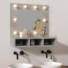 Mueble con espejo y luces LED gris hormigón 60x31,5x62 cm de vidaXL, Tocadores de baño - Ref: Foro24-808886, Precio: 51,92 €,...