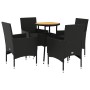 Set de comedor jardín 5 pzas con cojines ratán PE acacia negro en Conjuntos de jardín | Comprar online en Foru.es