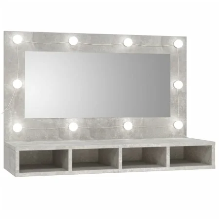 Mueble con espejo y luces LED gris hormigón 90x31,5x62 cm de vidaXL, Tocadores de baño - Ref: Foro24-808895, Precio: 61,47 €,...
