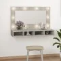 Mueble con espejo y luces LED gris hormigón 90x31,5x62 cm de vidaXL, Tocadores de baño - Ref: Foro24-808895, Precio: 61,47 €,...