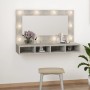 Mueble con espejo y luces LED gris hormigón 90x31,5x62 cm de vidaXL, Tocadores de baño - Ref: Foro24-808895, Precio: 62,23 €,...
