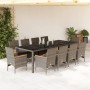 Set comedor jardín 11 pzas cojines ratán sintético vidrio gris en Conjuntos de jardín | Comprar online en Foru.es