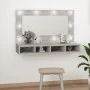 Mueble con espejo y luces LED gris hormigón 90x31,5x62 cm de vidaXL, Tocadores de baño - Ref: Foro24-808895, Precio: 61,47 €,...