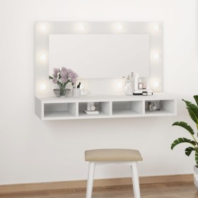 Mueble con espejo y luces LED blanco 90x31,5x62 cm de vidaXL, Tocadores de baño - Ref: Foro24-808891, Precio: 62,02 €, Descue...