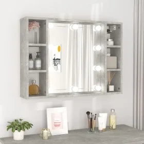 Mueble con espejo y luces LED gris hormigón 76x15x55 cm de vidaXL, Tocadores de baño - Ref: Foro24-808859, Precio: 53,66 €, D...