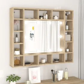 Mueble con espejo y LED color roble Sonoma 91x15x76,5 cm de vidaXL, Tocadores de baño - Ref: Foro24-808867, Precio: 82,35 €, ...