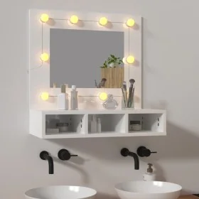 Mueble con espejo y luces LED blanco brillante 60x31,5x62 cm de vidaXL, Tocadores de baño - Ref: Foro24-808888, Precio: 55,07...