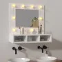 Mueble con espejo y luces LED blanco brillante 60x31,5x62 cm de vidaXL, Tocadores de baño - Ref: Foro24-808888, Precio: 55,07...