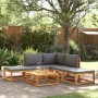 Conjunto de sofá de jardín de 6 piezas con cojines de madera de acacia y cuerda en Sofás de exterior | Comprar online en Foru.es