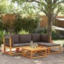 Conjunto de sofá de jardín de 5 piezas con cojines de madera de acacia y cuerda en Sofás de exterior | Comprar online en Foru.es