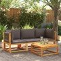 Conjunto de sofá de jardín de 3 piezas con cojines de madera de acacia y cuerda en Sofás de exterior | Comprar online en Foru.es