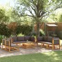 Conjunto de sofá de jardín de 9 piezas con cojines de madera de acacia y cuerda en Sofás de exterior | Comprar online en Foru.es