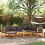 Conjunto de sofá de jardín de 8 piezas con cojines de madera de acacia y cuerda en Sofás de exterior | Comprar online en Foru.es
