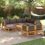 Conjunto de sofá de jardín de 10 piezas con cojines de madera de acacia y cuerda en Sofás de exterior | Comprar online en Foru.e