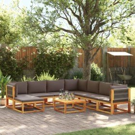 Conjunto de sofá de jardín de 9 piezas con cojines de madera de acacia y cuerda en Sofás de exterior | Comprar online en Foru.es