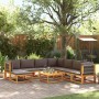 Conjunto de sofá de jardín de 9 piezas con cojines de madera de acacia y cuerda en Sofás de exterior | Comprar online en Foru.es