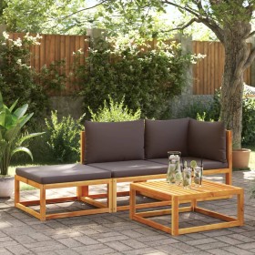 Conjunto de sofá de jardín de 3 piezas con cojines de madera de acacia y cuerda en Sofás de exterior | Comprar online en Foru.es