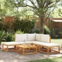 Conjunto de sofá de jardín de 6 piezas con cojines de madera de acacia y cuerda en Sofás de exterior | Comprar online en Foru.es