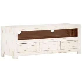 Mueble de TV madera de acacia maciza blanco 110x30x40 cm de vidaXL, Muebles TV - Ref: Foro24-337849, Precio: 125,96 €, Descue...