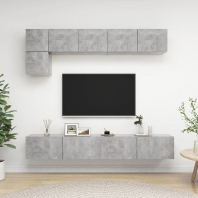 Set de muebles de salón 5 pzas madera ingeniería gris hormigón de vidaXL, Muebles TV - Ref: Foro24-3079114, Precio: 197,19 €,...
