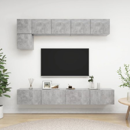 Set de muebles de salón 5 pzas madera ingeniería gris hormigón de vidaXL, Muebles TV - Ref: Foro24-3079114, Precio: 197,19 €,...
