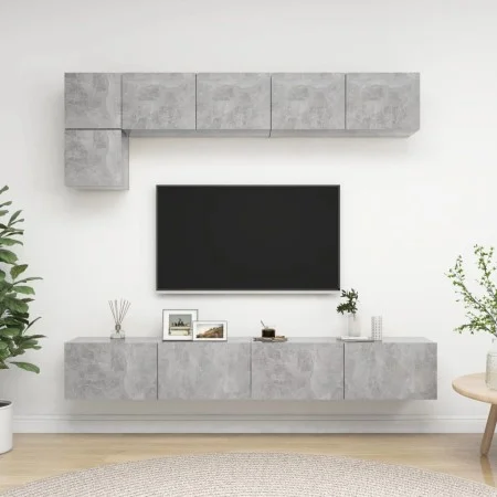 Wohnzimmermöbel Set 5 Stück Holztechnik Grau Beton von vidaXL, TV-Möbel - Ref: Foro24-3079114, Preis: 191,92 €, Rabatt: %