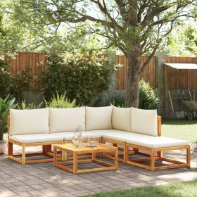 Conjunto de sofá de jardín de 6 piezas con cojines de madera de acacia y cuerda en Sofás de exterior | Comprar online en Foru.es