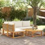 Conjunto de sofá de jardín de 5 piezas con cojines de madera de acacia y cuerda en Sofás de exterior | Comprar online en Foru.es