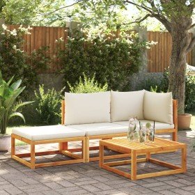 Conjunto de sofá de jardín de 3 piezas con cojines de madera de acacia y cuerda en Sofás de exterior | Comprar online en Foru.es