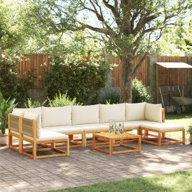 Conjunto de sofá de jardín de 8 piezas con cojines de madera de acacia y cuerda en Sofás de exterior | Comprar online en Foru.es