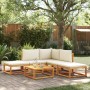 Conjunto de sofá de jardín de 6 piezas con cojines de madera de acacia y ratán en Conjuntos de jardín | Comprar online en Foru.e
