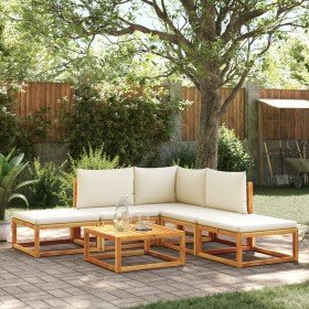 Conjunto de sofá de jardín de 6 piezas con cojines de madera de acacia y ratán en Conjuntos de jardín | Comprar online en Foru.e