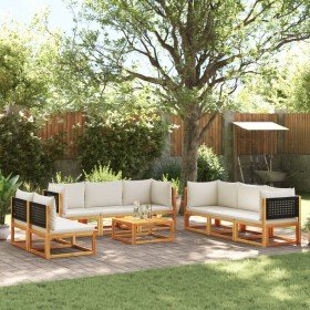 Conjunto de sofá de jardín de 9 piezas con cojines de madera de acacia y ratán en Conjuntos de jardín | Comprar online en Foru.e