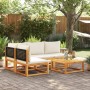 Conjunto de sofá de jardín de 5 piezas con cojines de madera de acacia y ratán en Conjuntos de jardín | Comprar online en Foru.e
