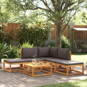 Conjunto de sofá de jardín de 6 piezas con cojines de madera de acacia y ratán en Conjuntos de jardín | Comprar online en Foru.e