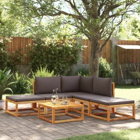 Conjunto de sofá de jardín de 6 piezas con cojines de madera de acacia y ratán en Conjuntos de jardín | Comprar online en Foru.e